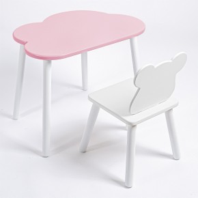 Комплект детский стол ОБЛАЧКО и стул МИШКА ROLTI Baby (розовая столешница/белое сиденье/белые ножки) в Когалыме - kogalym.mebel24.online | фото