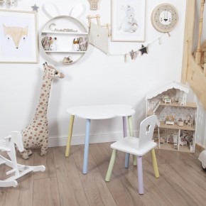 Комплект детский стол ОБЛАЧКО и стул ЗВЕЗДА ROLTI Baby (белая столешница/белое сиденье/цветные ножки) в Когалыме - kogalym.mebel24.online | фото