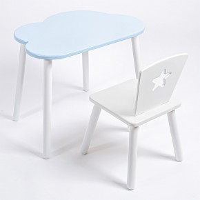 Комплект детский стол ОБЛАЧКО и стул ЗВЕЗДА ROLTI Baby (голубая столешница/белое сиденье/белые ножки) в Когалыме - kogalym.mebel24.online | фото