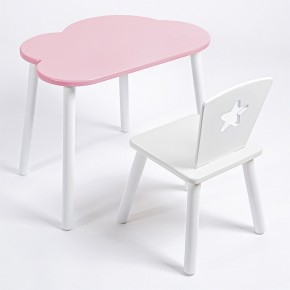 Комплект детский стол ОБЛАЧКО и стул ЗВЕЗДА ROLTI Baby (розовая столешница/белое сиденье/белые ножки) в Когалыме - kogalym.mebel24.online | фото