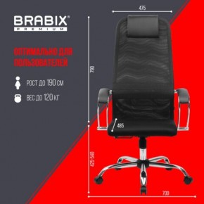 Кресло BRABIX PREMIUM "Ultimate EX-800" хром, плотная двойная сетка Х2, черное, 532911 в Когалыме - kogalym.mebel24.online | фото 6