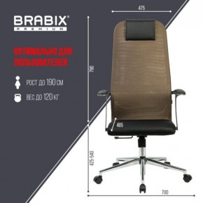 Кресло BRABIX PREMIUM "Ultimate EX-801" хром, плотная двойная сетка Х2, черное/коричневое, 532920 в Когалыме - kogalym.mebel24.online | фото 6