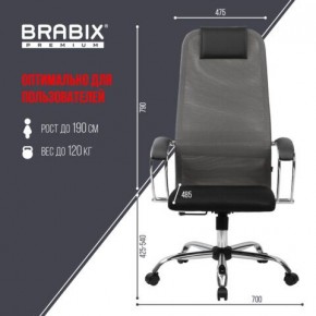 Кресло офисное BRABIX PREMIUM "Ultimate EX-800" хром, плотная двойная сетка Х2, черное/серое, 532912 в Когалыме - kogalym.mebel24.online | фото 3