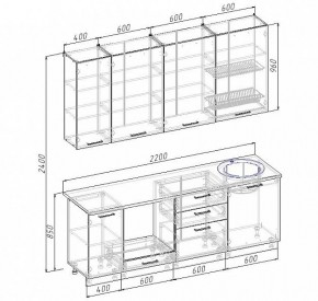 Кухонный гарнитур Антрацит 2200 (Стол. 26мм) в Когалыме - kogalym.mebel24.online | фото 3