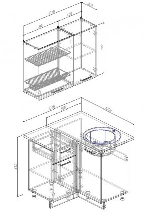 Кухонный гарнитур угловой Муссон 1000х1000 (Стол. 38мм) в Когалыме - kogalym.mebel24.online | фото 2