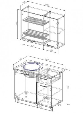 Кухонный гарнитур Умбра 1000 (Стол. 38мм) в Когалыме - kogalym.mebel24.online | фото 2