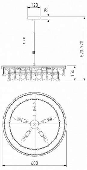 Люстра на штанге Eurosvet Sophie 60165/6 латунь в Когалыме - kogalym.mebel24.online | фото 3