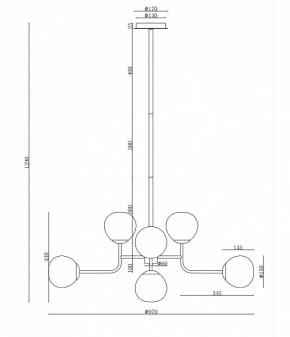 Люстра на штанге Maytoni Erich MOD221-PL-08-N в Когалыме - kogalym.mebel24.online | фото 3