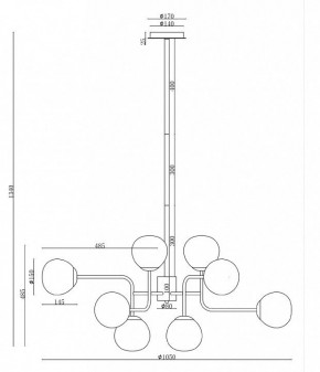 Люстра на штанге Maytoni Erich MOD221-PL-12-G в Когалыме - kogalym.mebel24.online | фото 3