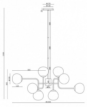 Люстра на штанге Maytoni Erich MOD221-PL-12-N в Когалыме - kogalym.mebel24.online | фото 3