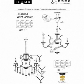 Подвесная люстра iLamp Diamond 6071-8 CR+CL в Когалыме - kogalym.mebel24.online | фото 2