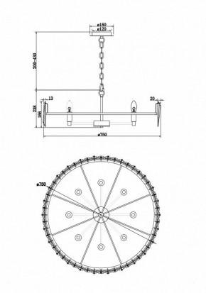 Подвесной светильник Maytoni Puntes MOD043PL-08CH в Когалыме - kogalym.mebel24.online | фото 4