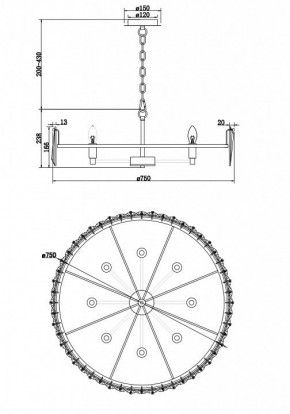 Подвесной светильник Maytoni Puntes MOD043PL-08G в Когалыме - kogalym.mebel24.online | фото 4