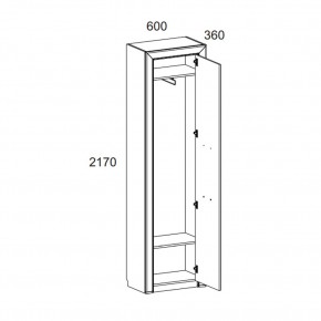 Шкаф 1DW, OLIVIA, цвет вудлайн крем/дуб анкона в Когалыме - kogalym.mebel24.online | фото 2