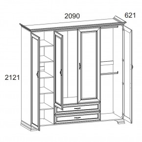 Шкаф 4D2S Z, TIFFANY, цвет вудлайн кремовый в Когалыме - kogalym.mebel24.online | фото 1