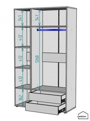Шкаф Linnea MHR-3-2 2050х1200х510 (ДВ-М 11.1.25) в Когалыме - kogalym.mebel24.online | фото 3