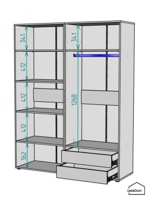 Шкаф Linnea MHR-4-2 2050х1600х510 (Графит-М 11.1.25) в Когалыме - kogalym.mebel24.online | фото 3