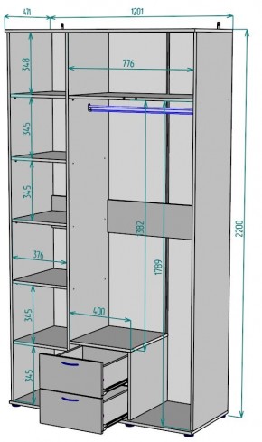 Шкаф Ольга H54 в Когалыме - kogalym.mebel24.online | фото 2