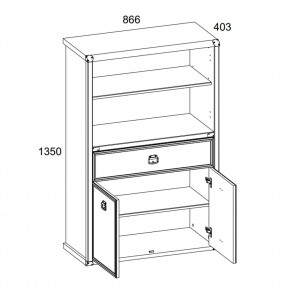 Шкаф открытый 2D1S, MAGELLAN, цвет Сосна винтаж в Когалыме - kogalym.mebel24.online | фото 3