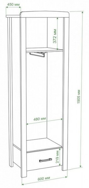 Шкаф платяной Бартоло Ш1Д в Когалыме - kogalym.mebel24.online | фото 2