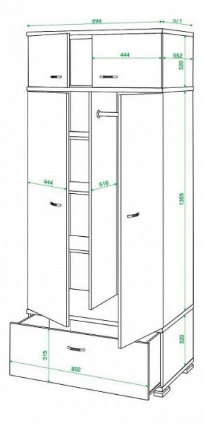 Шкаф платяной Домино КС-20 в Когалыме - kogalym.mebel24.online | фото 3