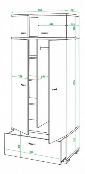 Шкаф платяной Домино КС-20 в Когалыме - kogalym.mebel24.online | фото 3