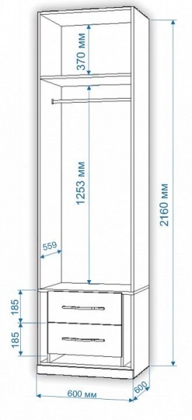 Шкаф платяной Нобиле Пл-60/60 в Когалыме - kogalym.mebel24.online | фото 2