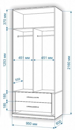 Шкаф платяной Нобиле Пл-95/60 в Когалыме - kogalym.mebel24.online | фото 3