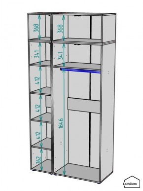 Шкаф с антресолью Linnea MHR-3A-1 2450х1200х510 (Графит-М 11.1.25) в Когалыме - kogalym.mebel24.online | фото 3
