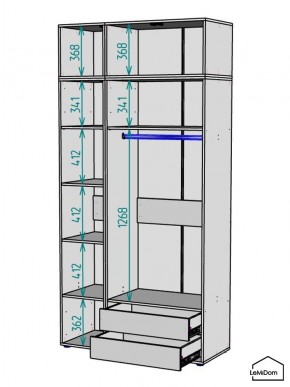 Шкаф с антресолью Linnea MHR-3A-2 2450х1200х510 (Графит-М 11.1.25) в Когалыме - kogalym.mebel24.online | фото 3