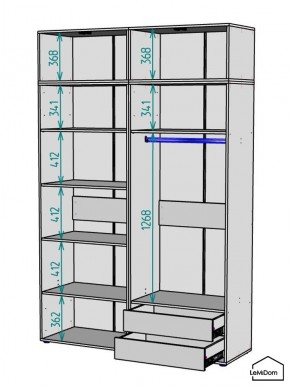 Шкаф с антресолью Linnea MHR-4A-2 2450х1600х510 (Графит-М 11.1.25) в Когалыме - kogalym.mebel24.online | фото 3