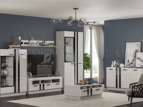 МАГНОЛИЯ Шкаф-стекло низкий (Белый глянец/Белый) в Когалыме - kogalym.mebel24.online | фото 3