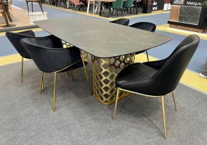 Стол CHIAVARI 220 KL-116 Черный мрамор матовый, итальянская керамика / бронзовый, ®DISAUR в Когалыме - kogalym.mebel24.online | фото 2