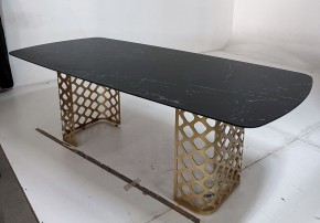 Стол CHIAVARI 220 KL-116 Черный мрамор матовый, итальянская керамика / бронзовый, ®DISAUR в Когалыме - kogalym.mebel24.online | фото 4