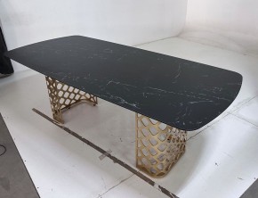 Стол CHIAVARI 220 KL-116 Черный мрамор матовый, итальянская керамика / бронзовый, ®DISAUR в Когалыме - kogalym.mebel24.online | фото 6