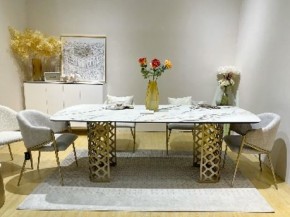 Стол CHIAVARI 220 KL-188 Контрастный мрамор матовый, итальянская керамика / Шампань, ®DISAUR в Когалыме - kogalym.mebel24.online | фото 2