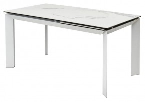 Стол CREMONA 140 HIGH GLOSS STATUARIO Белый мрамор глянцевый, керамика/ белый каркас, ®DISAUR в Когалыме - kogalym.mebel24.online | фото 1