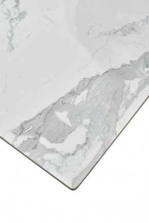Стол CREMONA 140 HIGH GLOSS STATUARIO Белый мрамор глянцевый, керамика/ белый каркас, ®DISAUR в Когалыме - kogalym.mebel24.online | фото 6