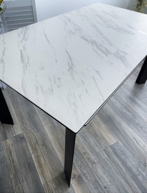 Стол CREMONA 140 KL-99 Белый мрамор матовый, итальянская керамика / черный каркас, ®DISAUR в Когалыме - kogalym.mebel24.online | фото 3