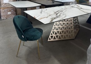 Стол ENNA 220 KL-188 Контрастный мрамор матовый, итальянская керамика/ каркас цвета шампань, ®DISAUR в Когалыме - kogalym.mebel24.online | фото 8