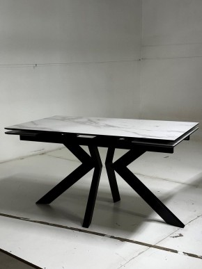 Стол Кентукки 3 140 БЕЛЫЙ МРАМОР, стекло / ЧЕРНЫЙ, М-City в Когалыме - kogalym.mebel24.online | фото 3