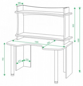 Стол компьютерный Домино lite СКЛ-Игр140 в Когалыме - kogalym.mebel24.online | фото 2