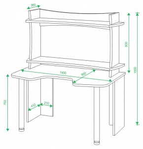 Стол компьютерный Домино Lite СКЛ-Игр140+НКИЛ140ВЛ в Когалыме - kogalym.mebel24.online | фото 2