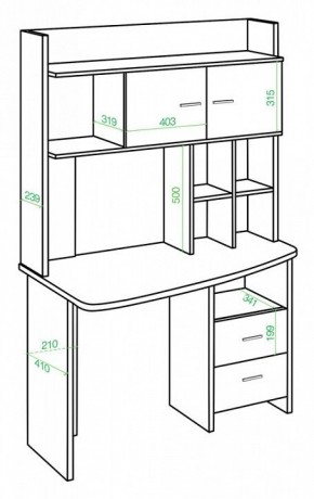 Стол компьютерный Домино Lite СКЛ-Крл120+НКЛХ-120 ШК ЛЕВ в Когалыме - kogalym.mebel24.online | фото 2