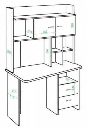 Стол компьютерный Домино Lite СКЛ-Трап120+НКЛХ-120 К ПРАВ в Когалыме - kogalym.mebel24.online | фото 2