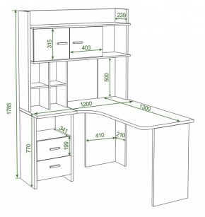 Стол компьютерный Домино Lite СКЛ-Угл130+НКЛХ-120 ВК ЛЕВ в Когалыме - kogalym.mebel24.online | фото 2
