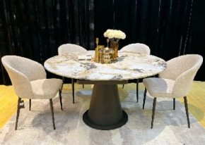 Стол TERAMO 135 GLOSS GRAND JADE SOLID CERAMIC, керамика, поворотн.механизм / Черный каркас, ®DISAUR в Когалыме - kogalym.mebel24.online | фото 2