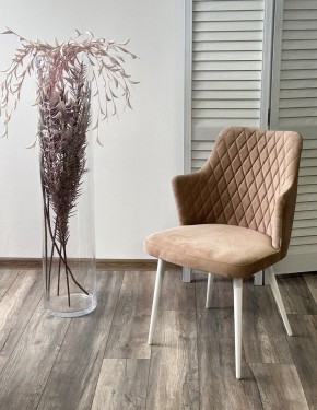 Стул HERMAN 360 град. БЕЖЕВЫЙ #5, велюр / белый каркас М-City в Когалыме - kogalym.mebel24.online | фото 3