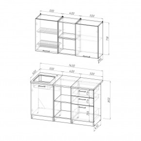 ТОМИЛЛА Кухонный гарнитур Медиум 4 (1400 мм ) в Когалыме - kogalym.mebel24.online | фото 2