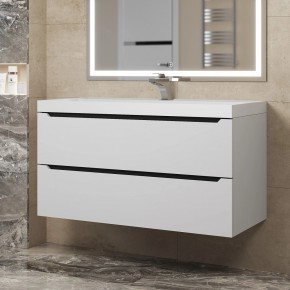 Тумба под раковину Uperwood Tanos 100 см, подвесная, белая/графит в Когалыме - kogalym.mebel24.online | фото